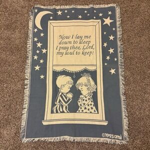 Vintage CMI 1993 Christian Prayer Tapestry Child's Baby Blanket